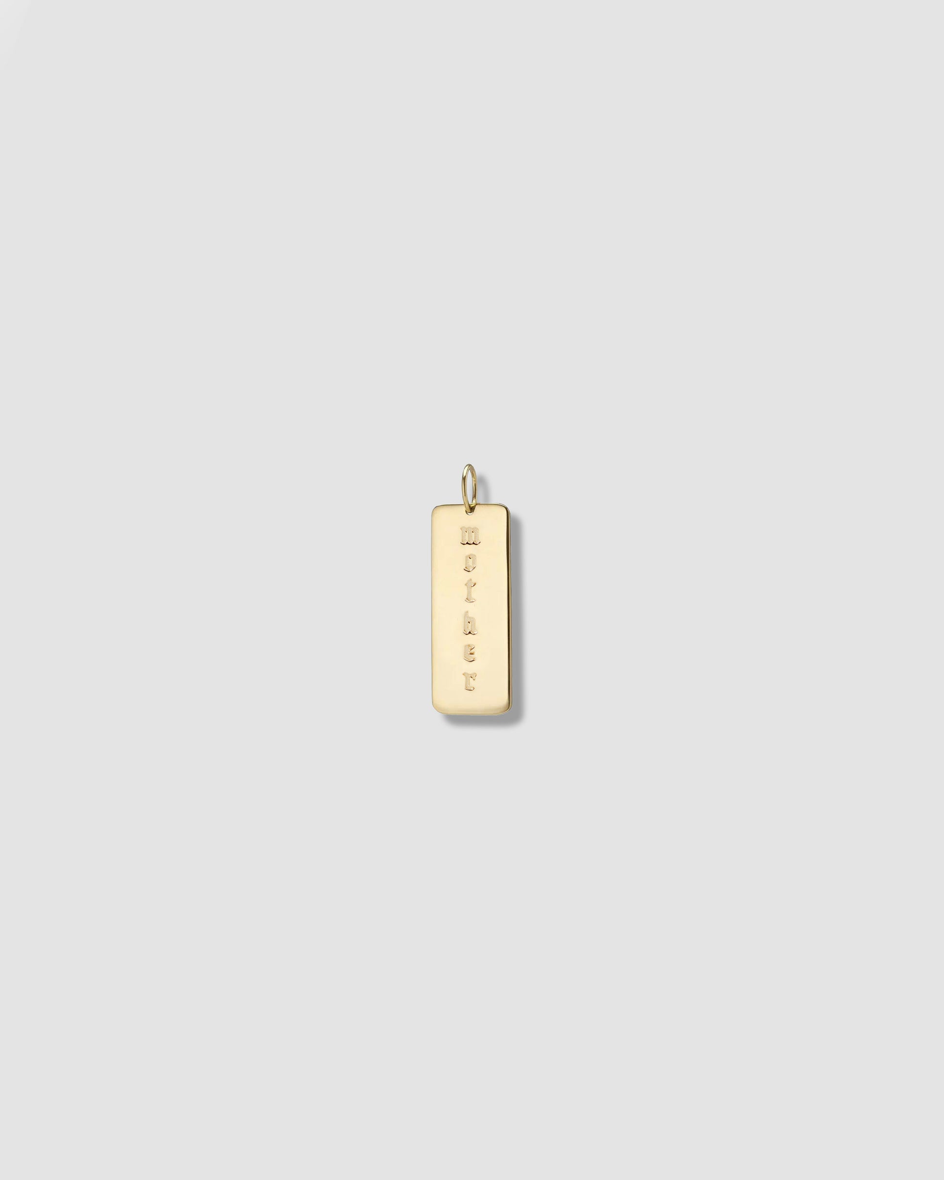 Jennifer Fisher - Medium Dog Tag with Custom Vertical Gothic Lettering - Yellow Gold