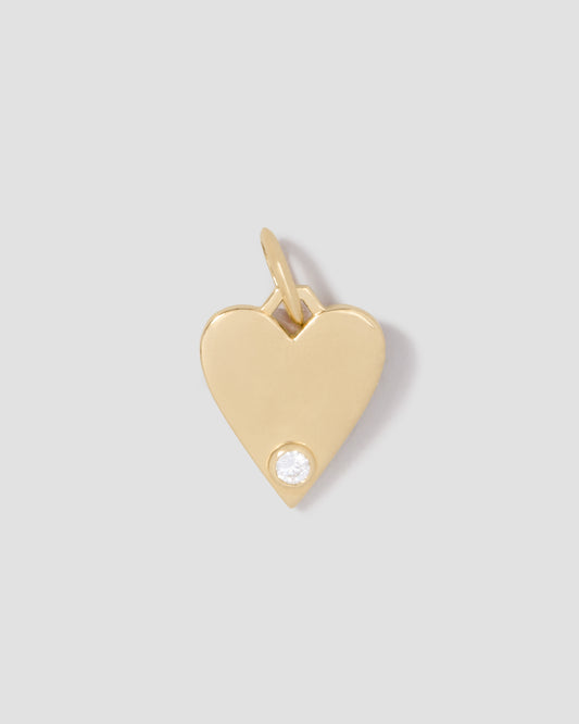 Medium Heart 1 Letter and Diamond in 18K Yellow Gold