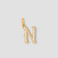 Capital Gothic Letter Charm with Pavé White Diamonds