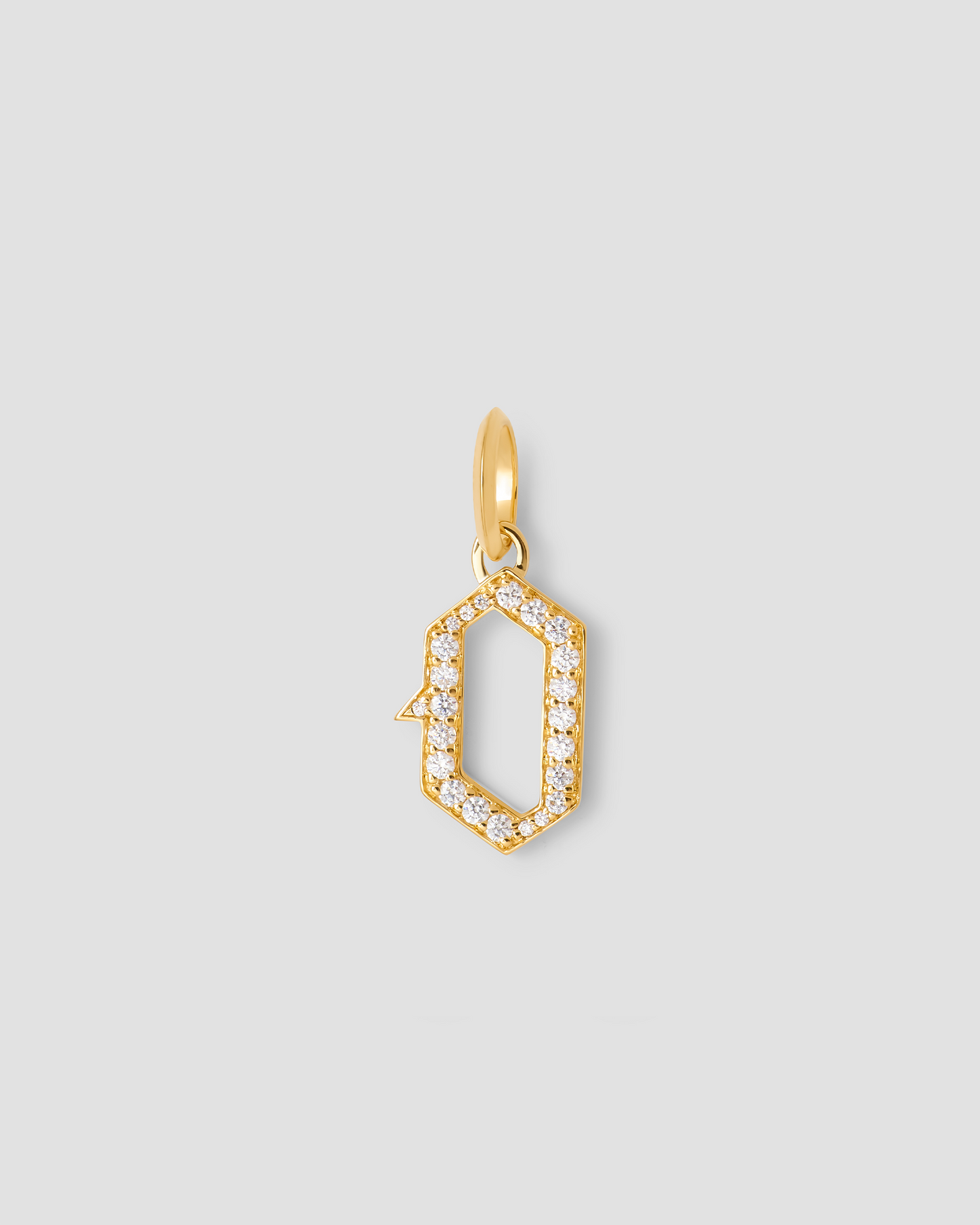 Capital Gothic Letter Charm with Pavé White Diamonds