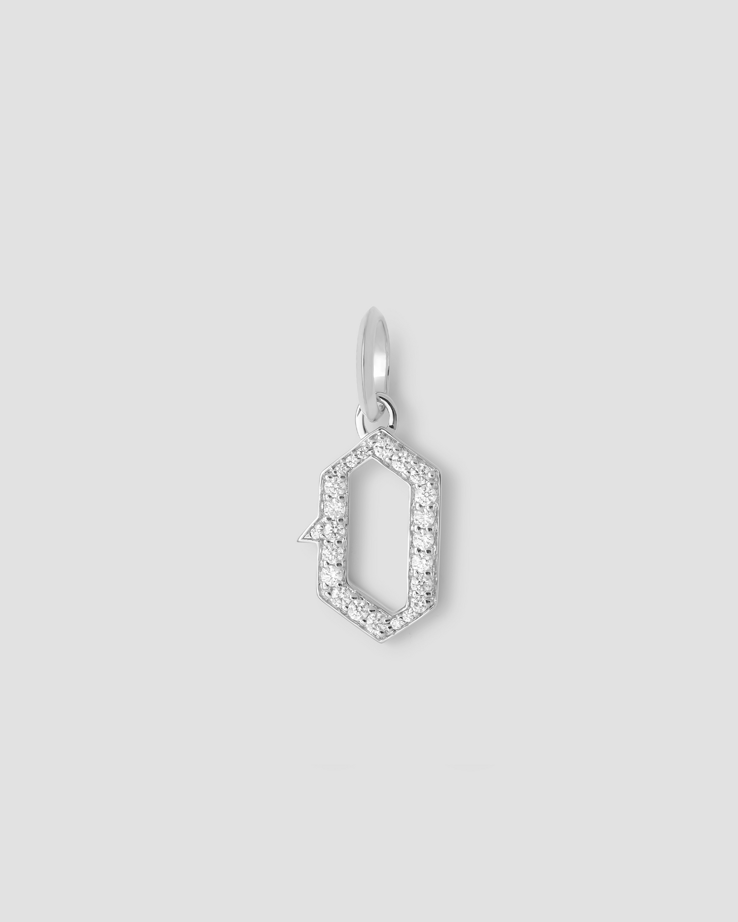Capital Gothic Letter Charm with Pavé White Diamonds