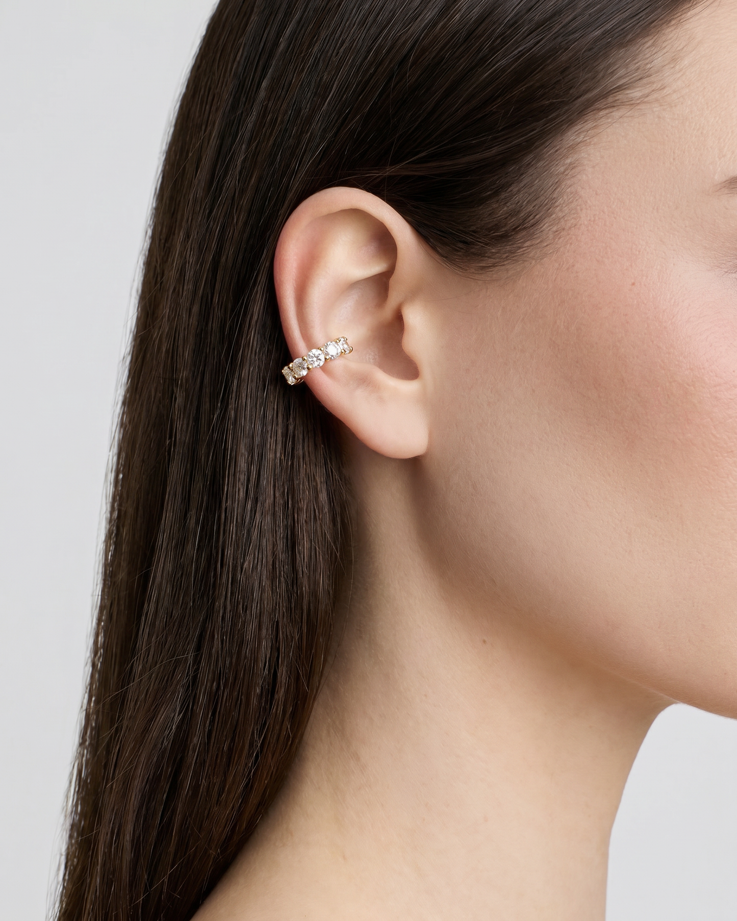 Lab Diamond Round Cut Ear Cuff
