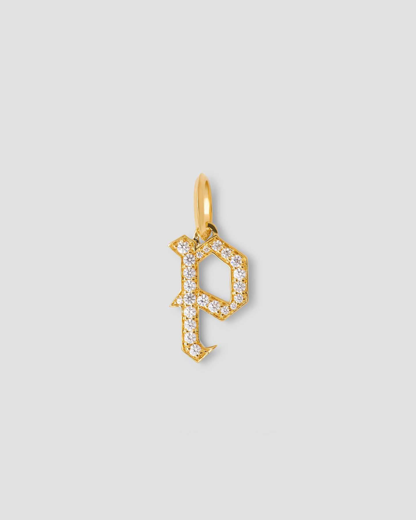 Capital Gothic Letter Charm with Pavé White Diamonds