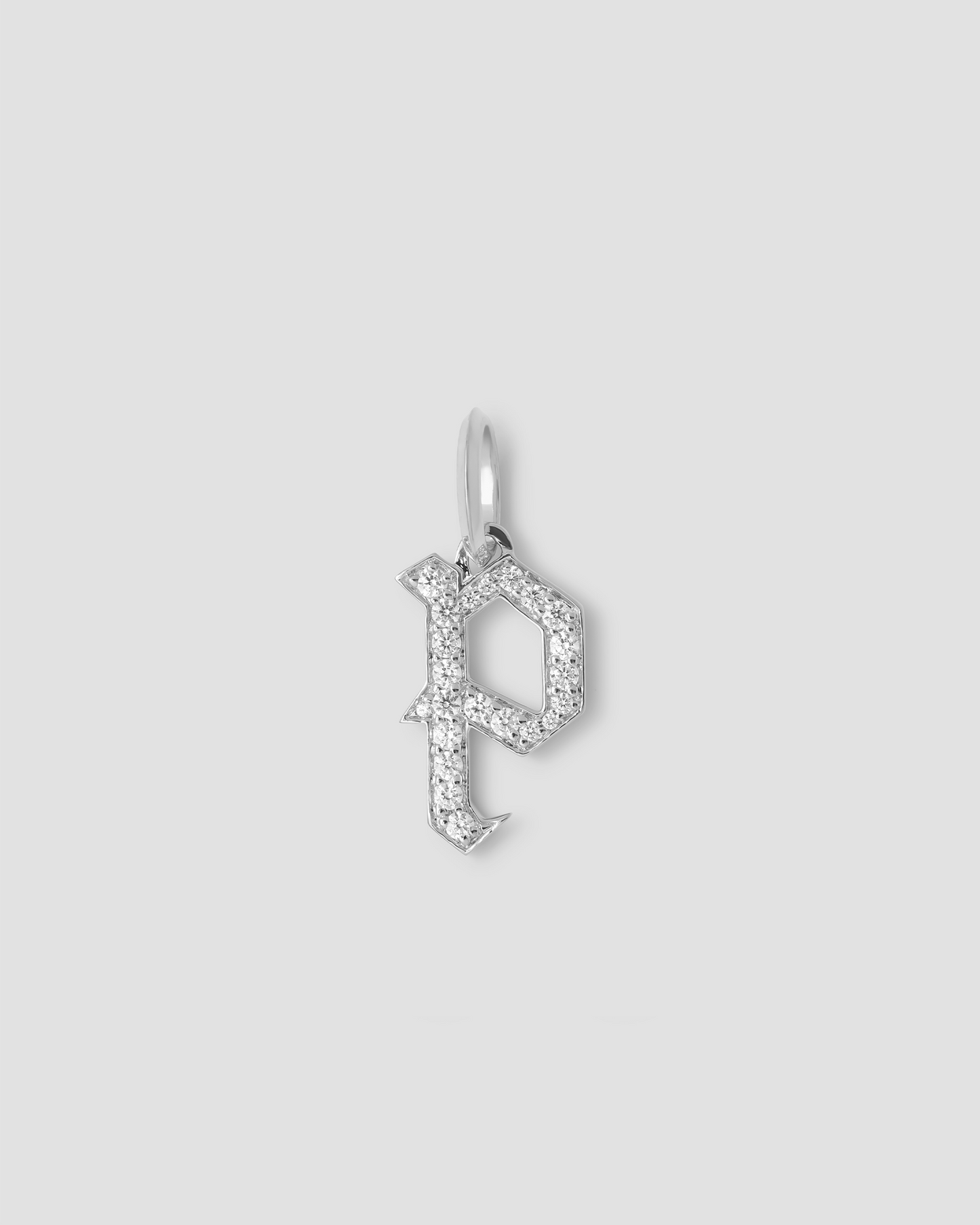 Capital Gothic Letter Charm with Pavé White Diamonds