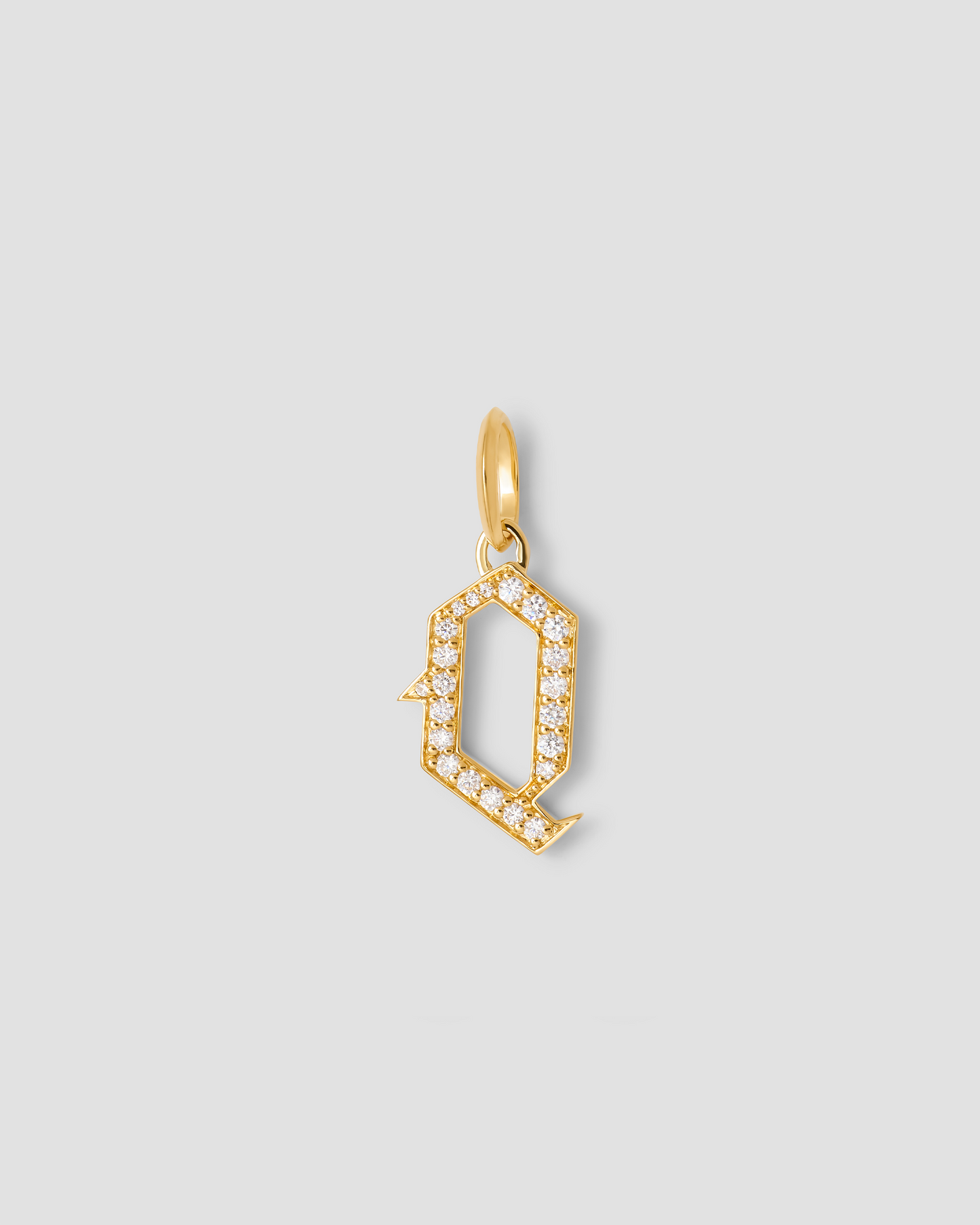 Capital Gothic Letter Charm with Pavé White Diamonds