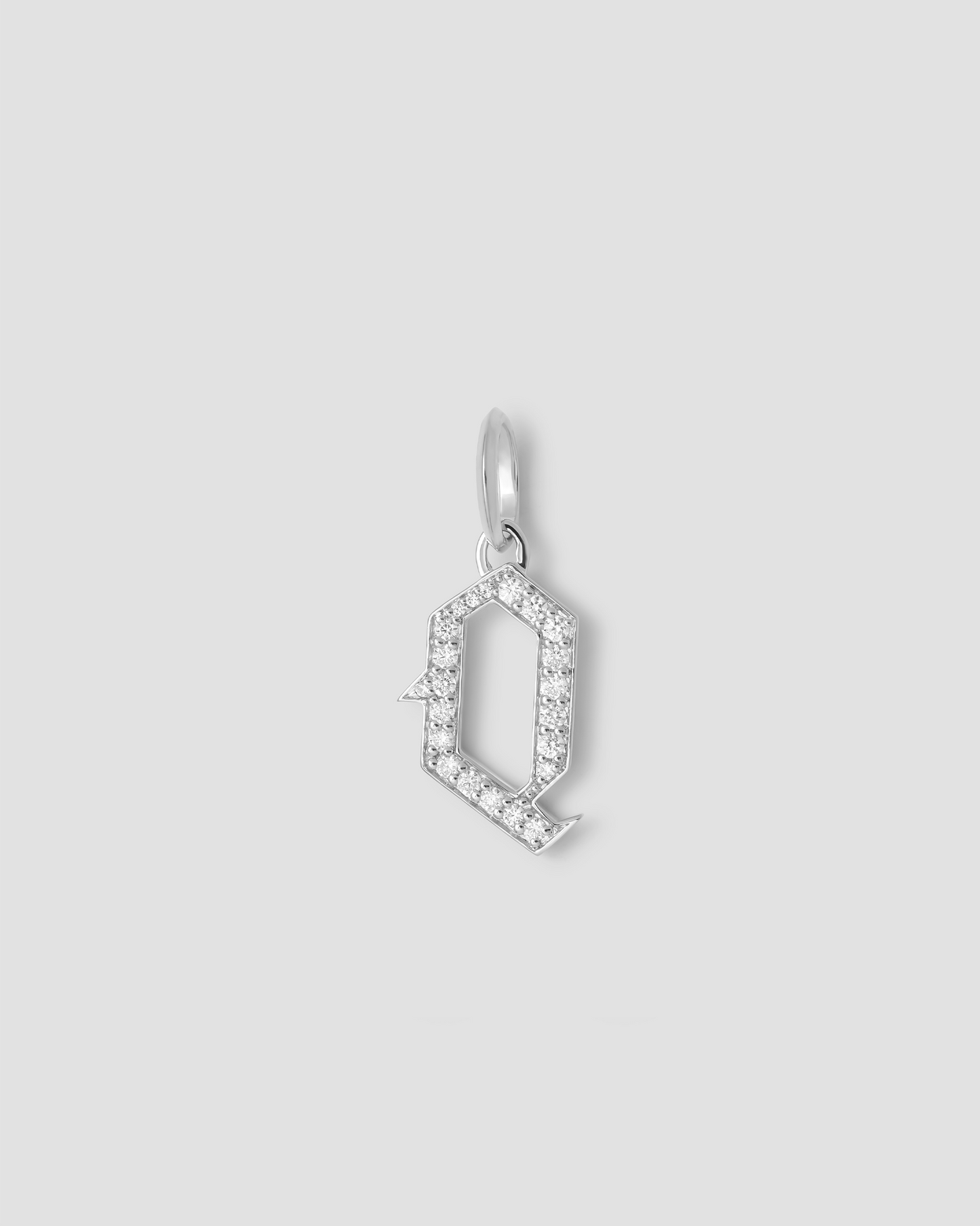 Capital Gothic Letter Charm with Pavé White Diamonds