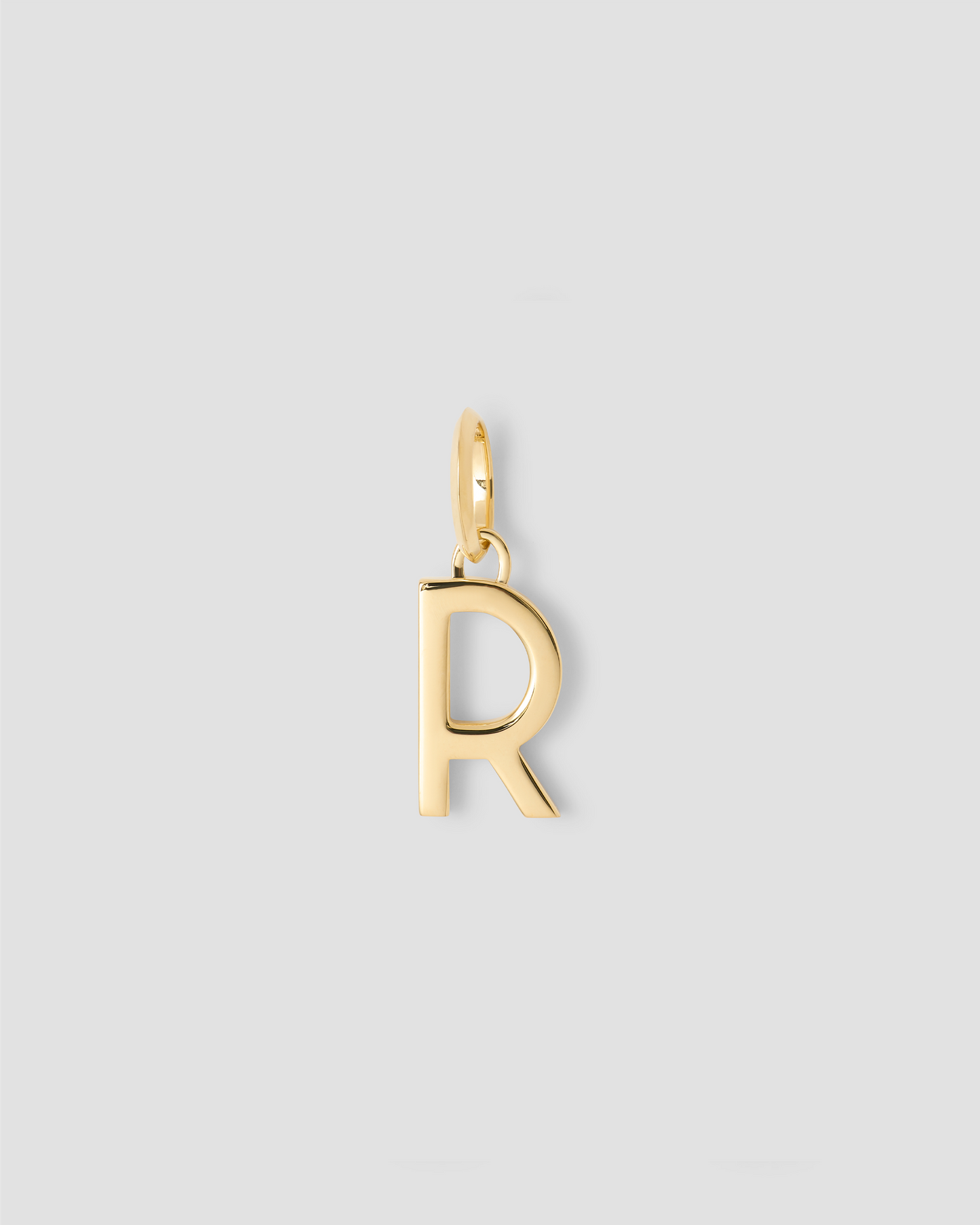 Minimal Block Letter Charm in 14K Yellow Gold