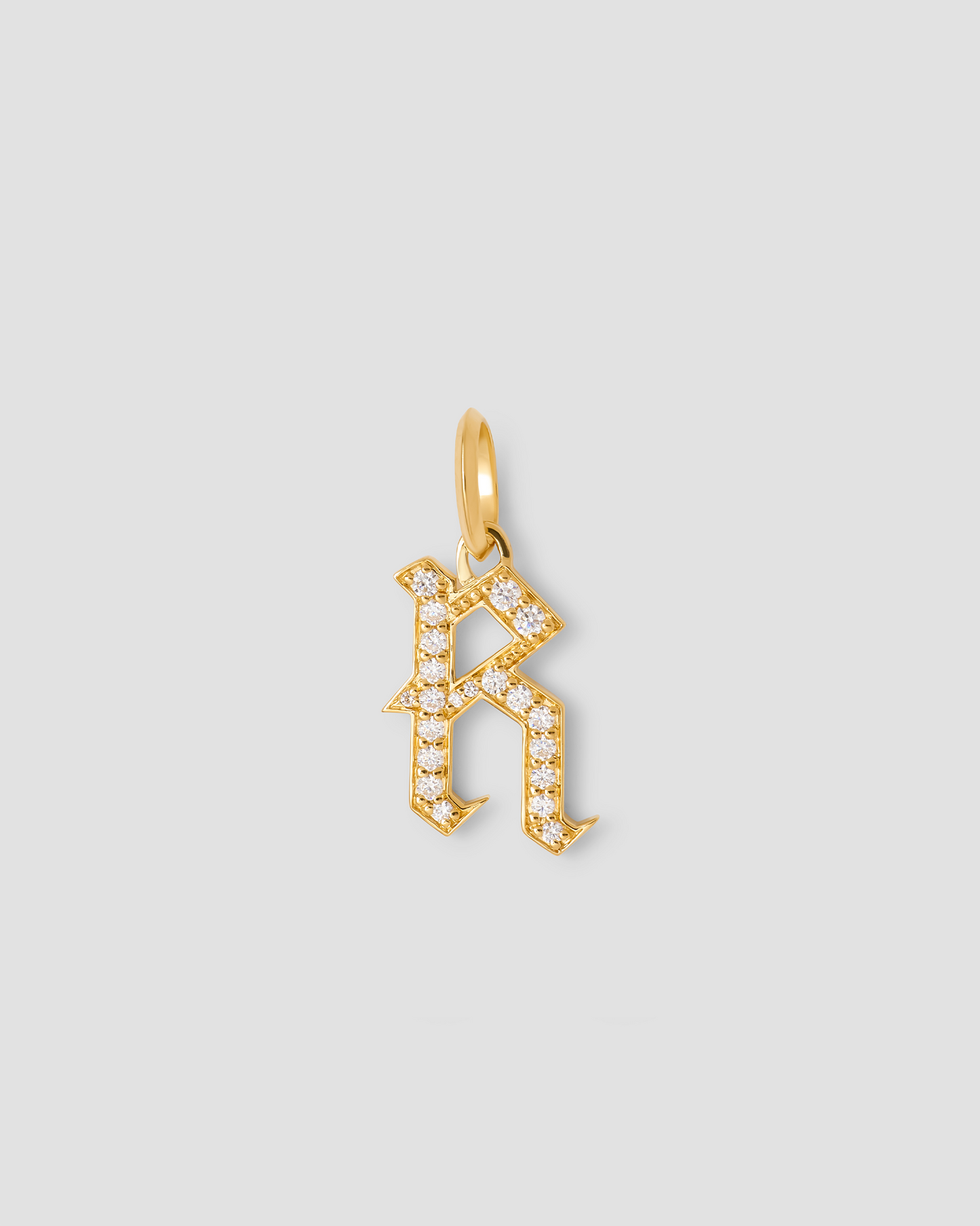 Capital Gothic Letter Charm with Pavé White Diamonds