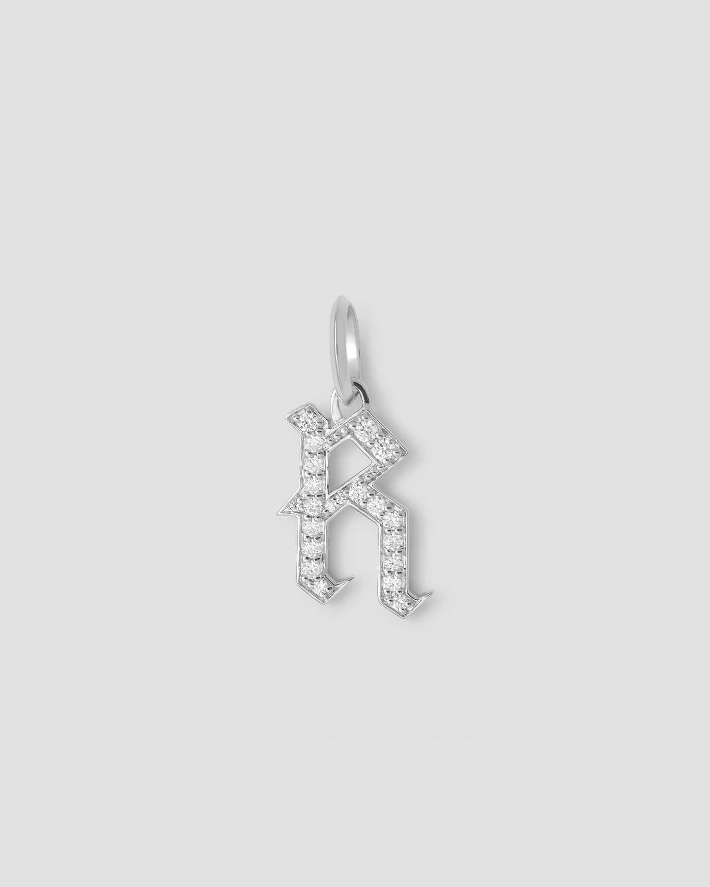 Capital Gothic Letter Charm with Pavé White Diamonds