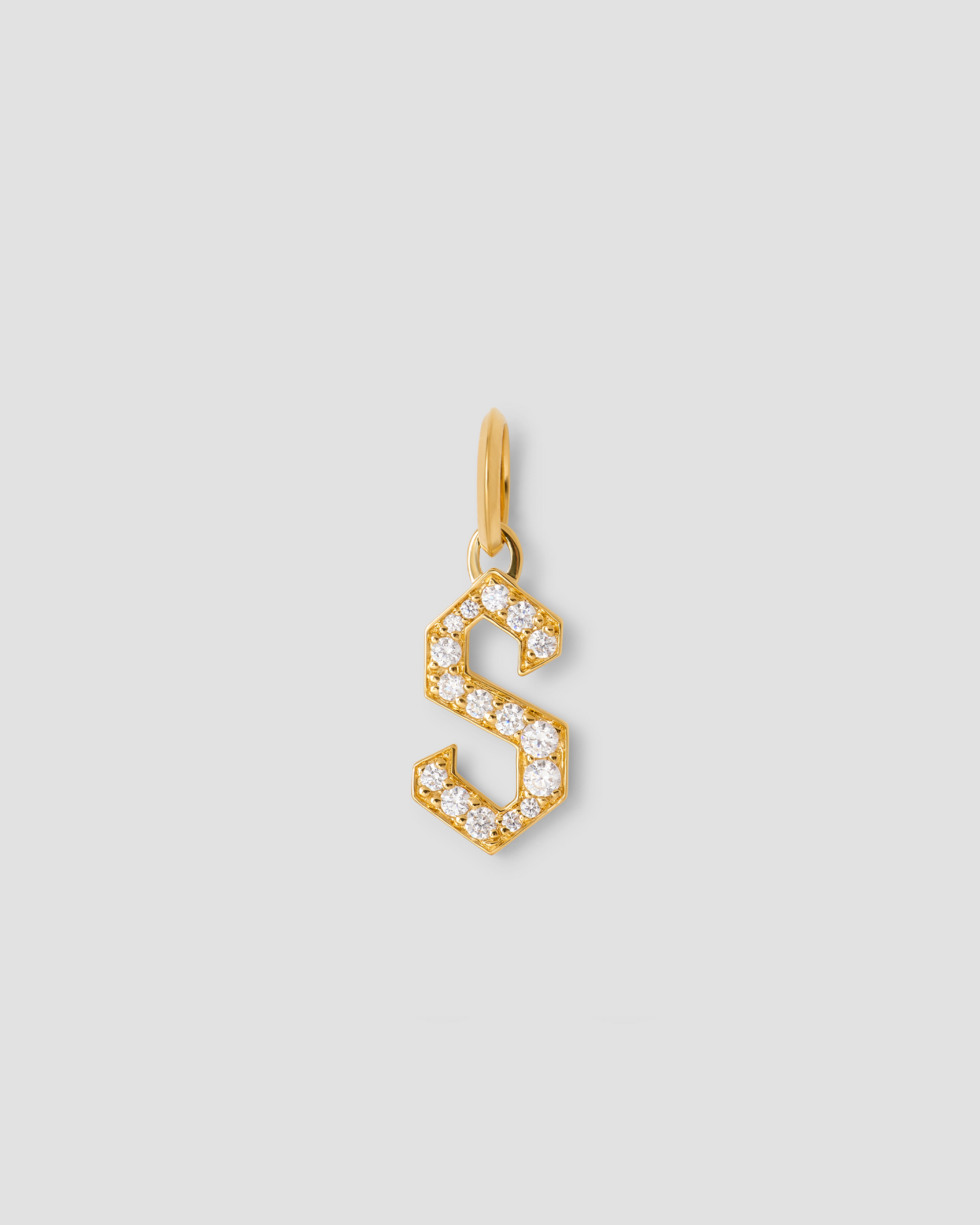 Capital Gothic Letter Charm with Pavé White Diamonds