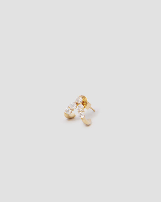 Single 5 Oversized Double Floating Diamond Huggie in 18K Yellow Gold