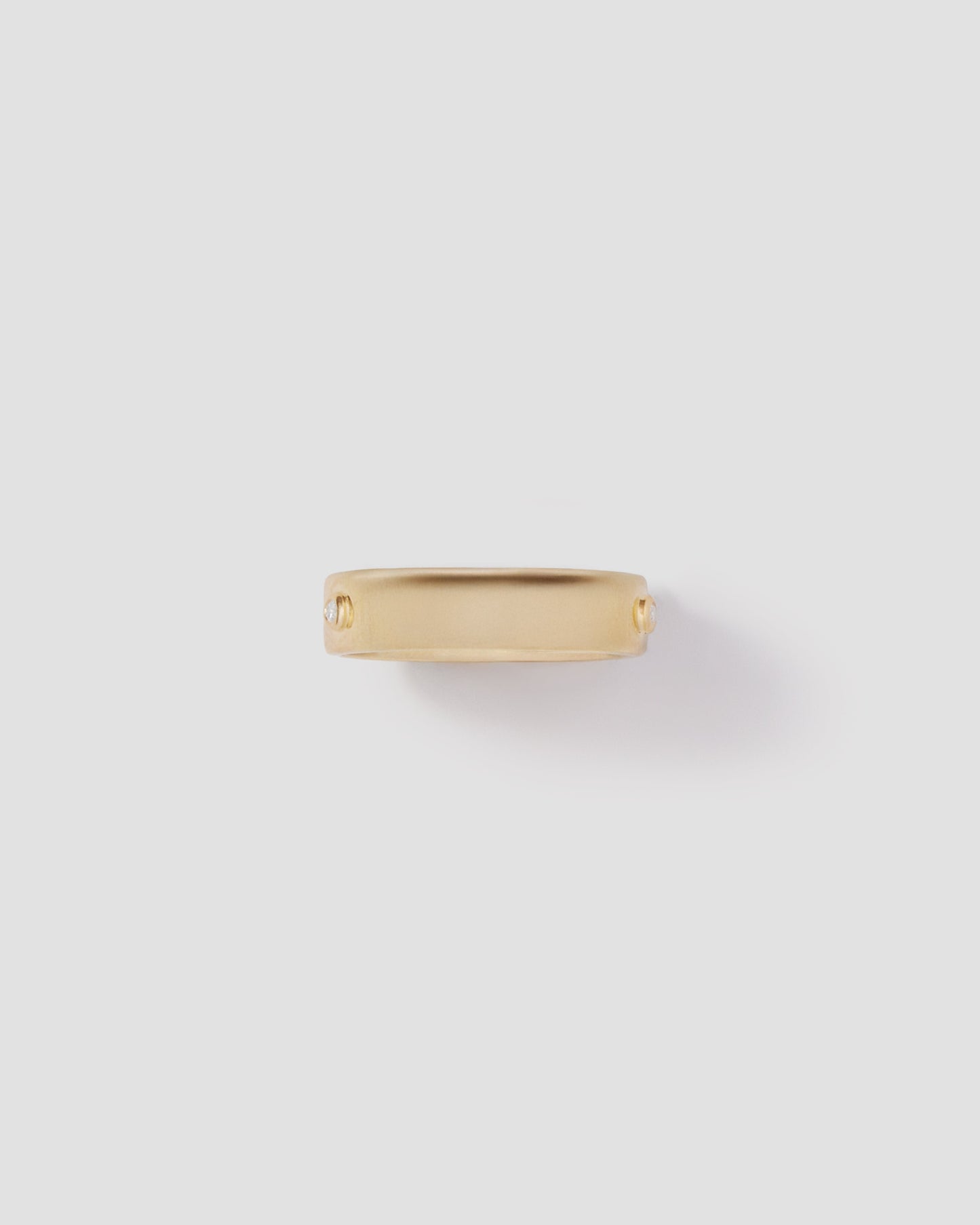 Skinny Family Gothic Ring with 2 White Diamonds in 18K Yellow Gold