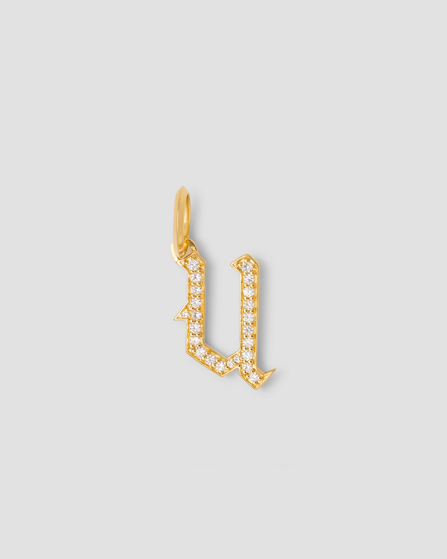 Capital Gothic Letter Charm with Pavé White Diamonds