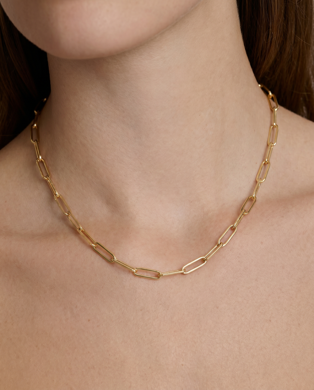 Large Long Link Chain in 14K Yellow Gold necklace - close-up detail | 18k gold chain