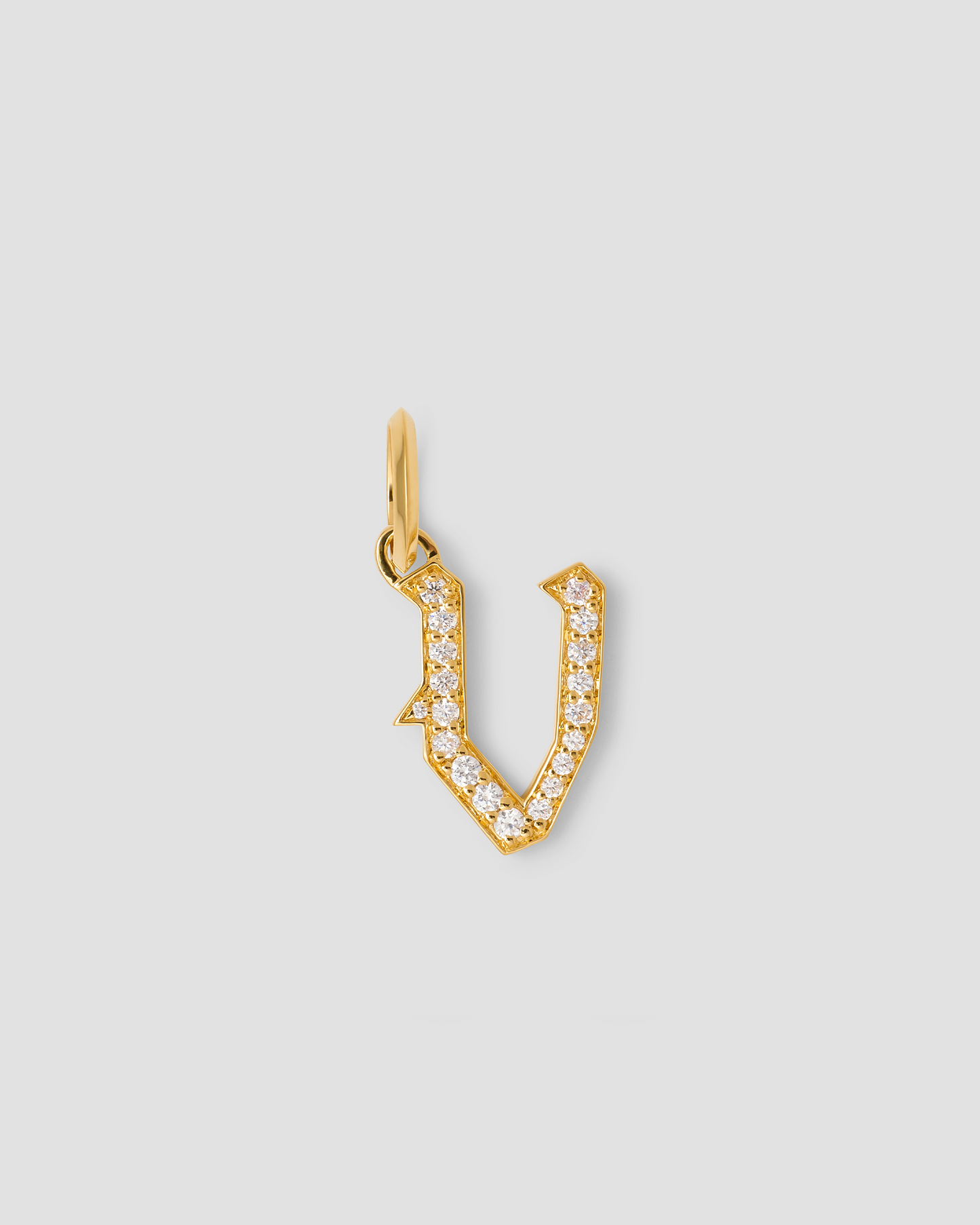 Capital Gothic Letter Charm with Pavé White Diamonds