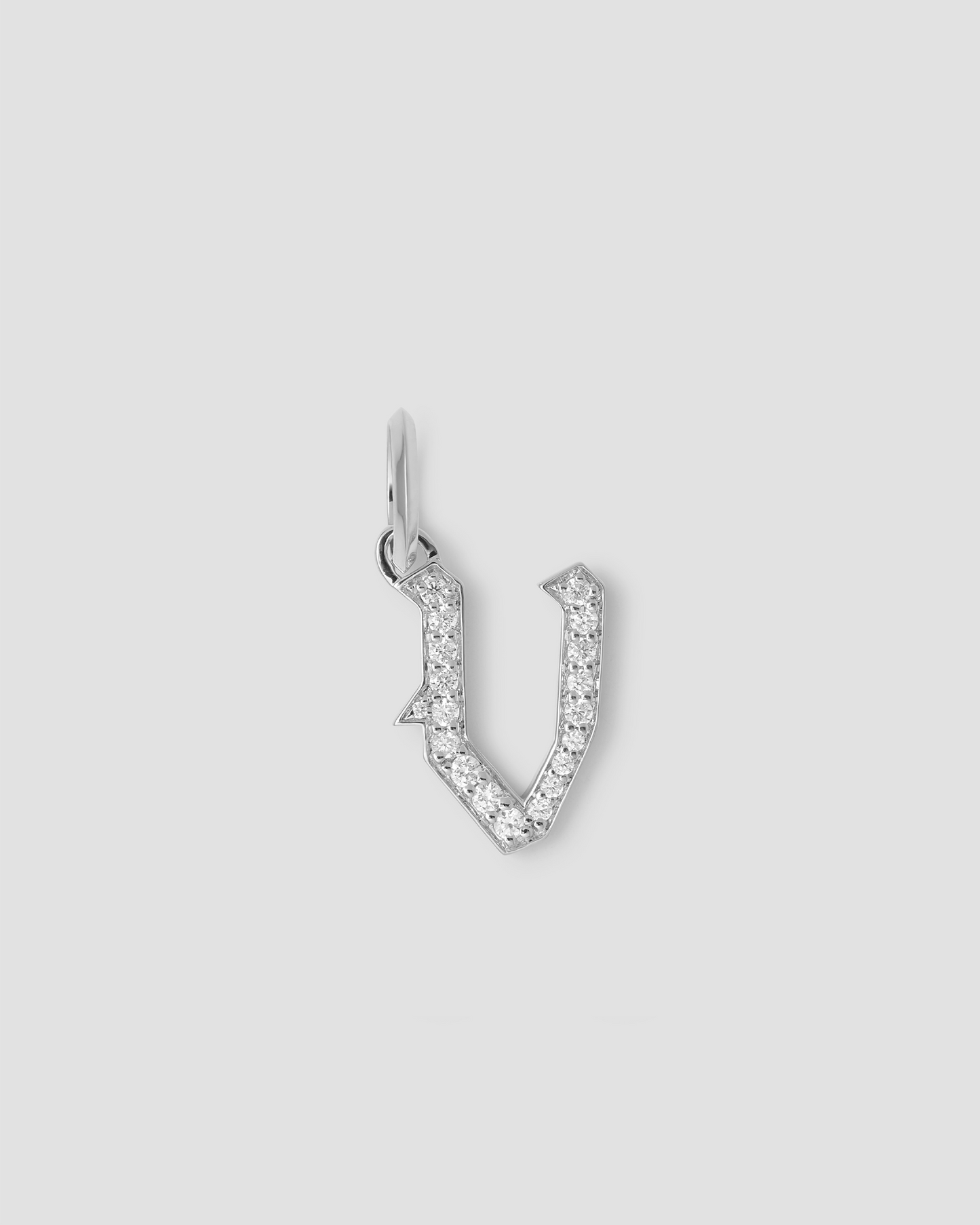 Capital Gothic Letter Charm with Pavé White Diamonds