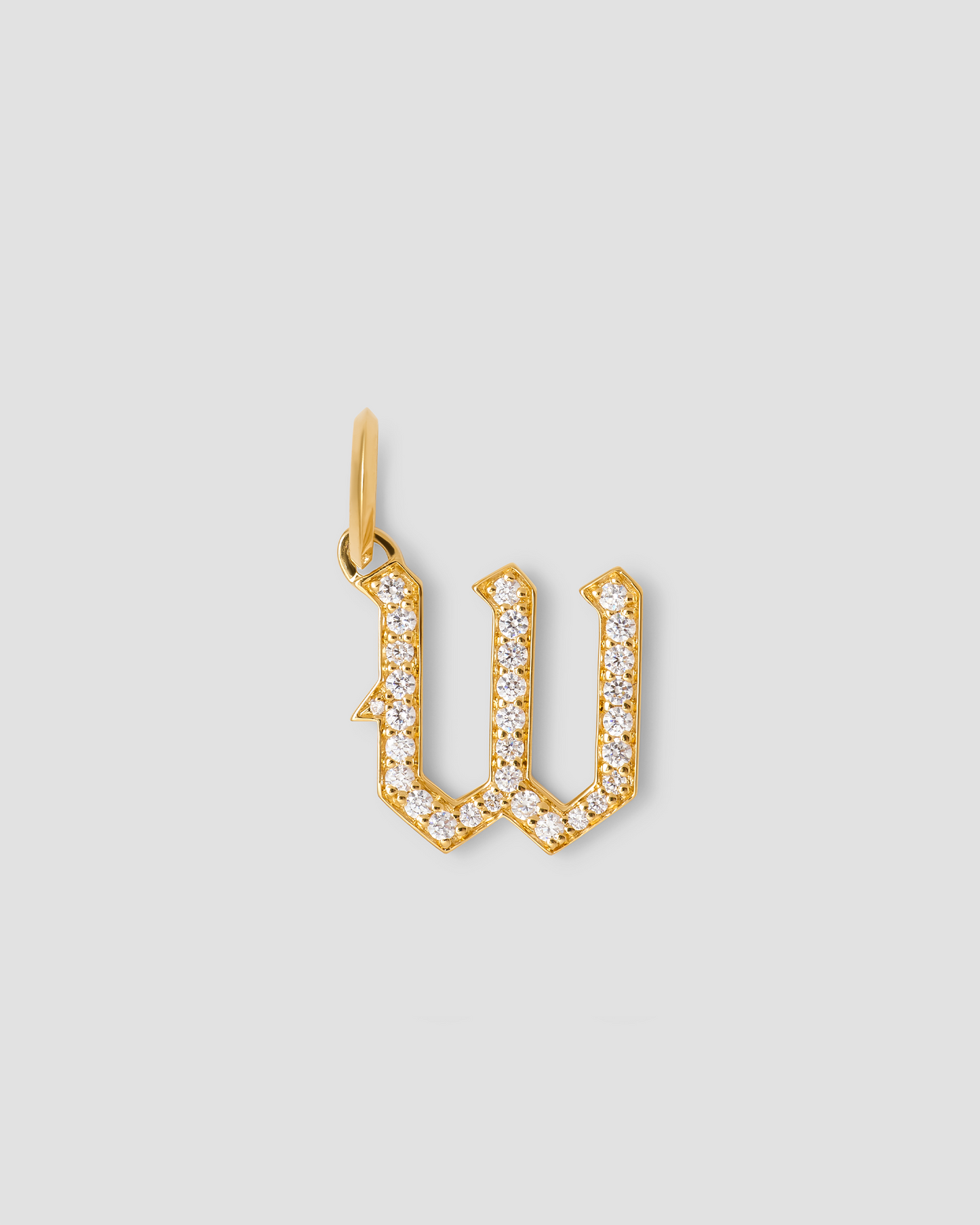 Capital Gothic Letter Charm with Pavé White Diamonds