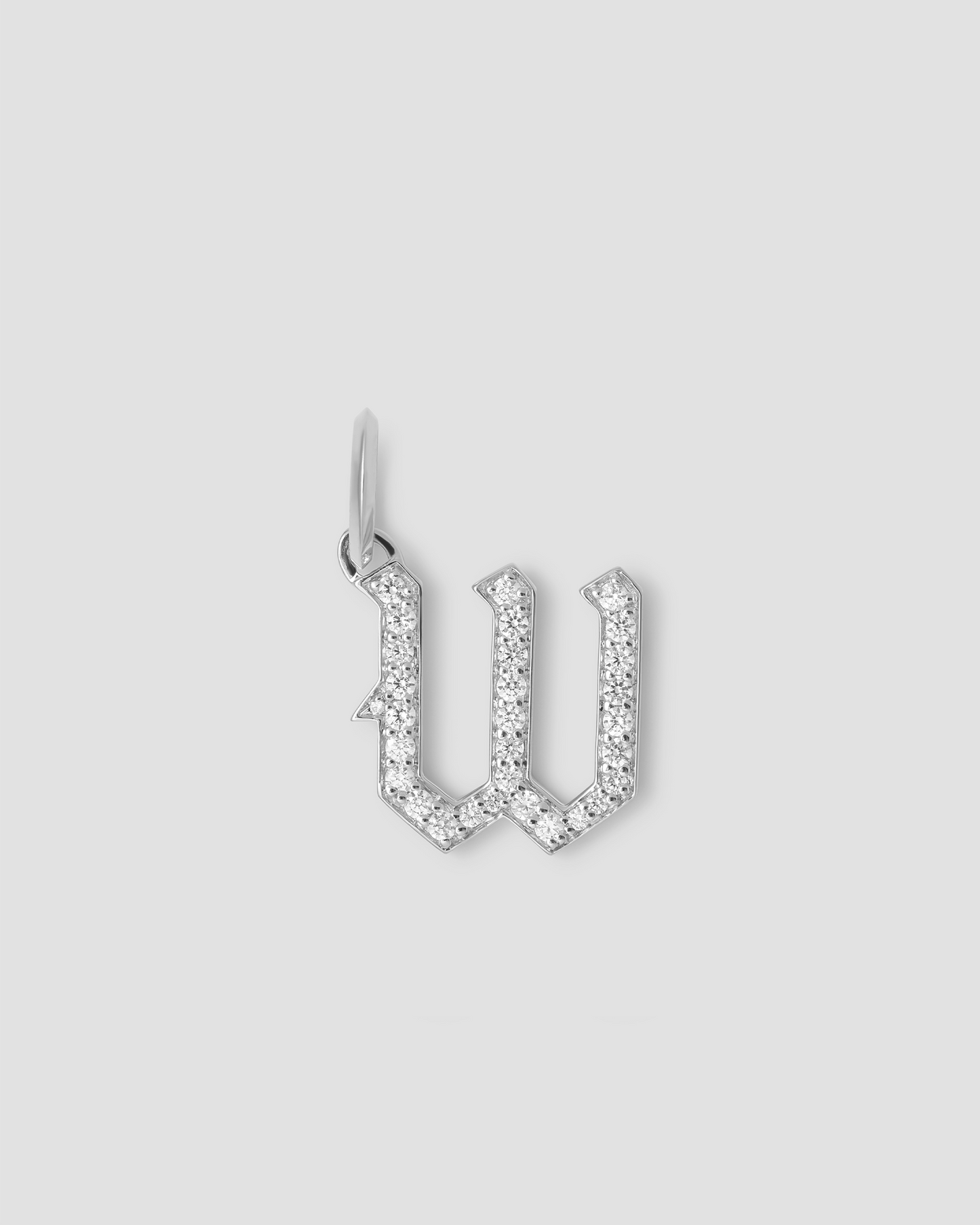 Capital Gothic Letter Charm with Pavé White Diamonds