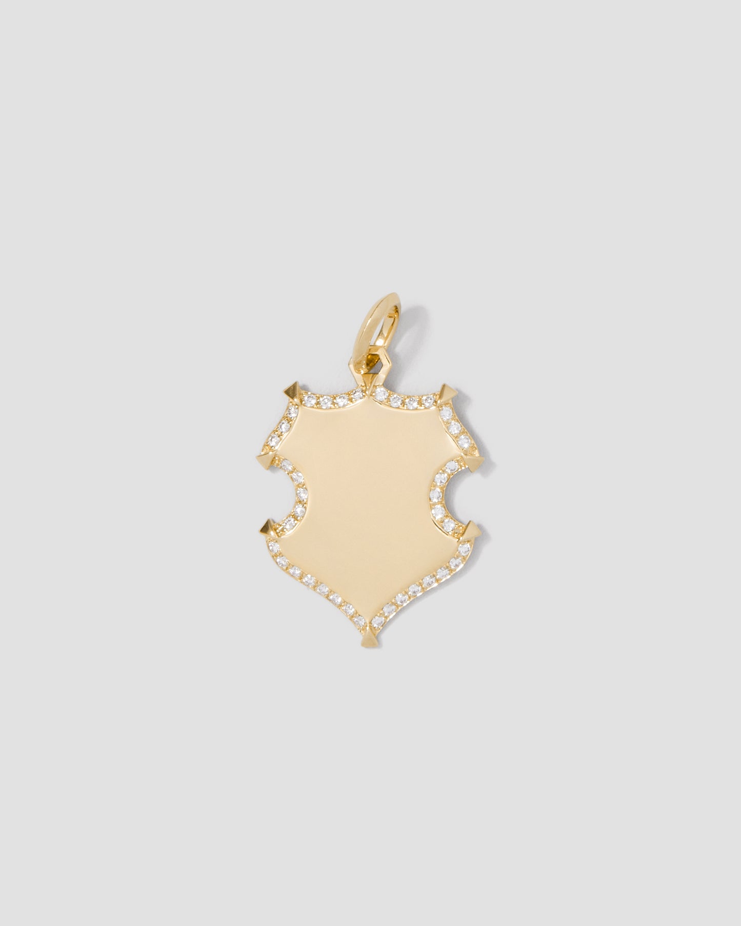Wave Shield with Pave White Diamonds in 18K Yellow Gold