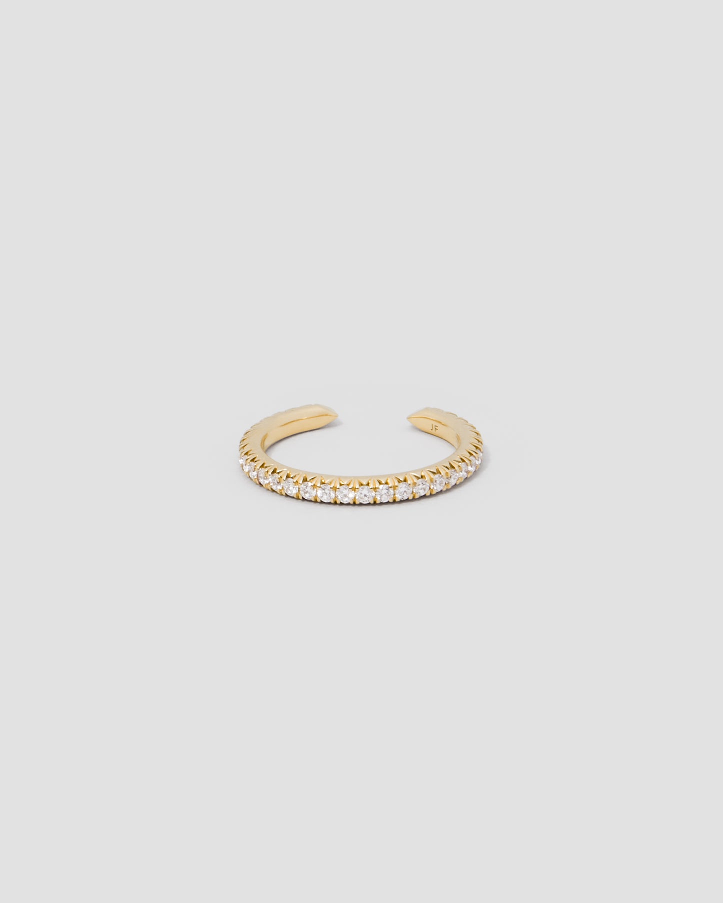 Wedding Pin Ring with Pavé White Diamonds in 18K Yellow Gold