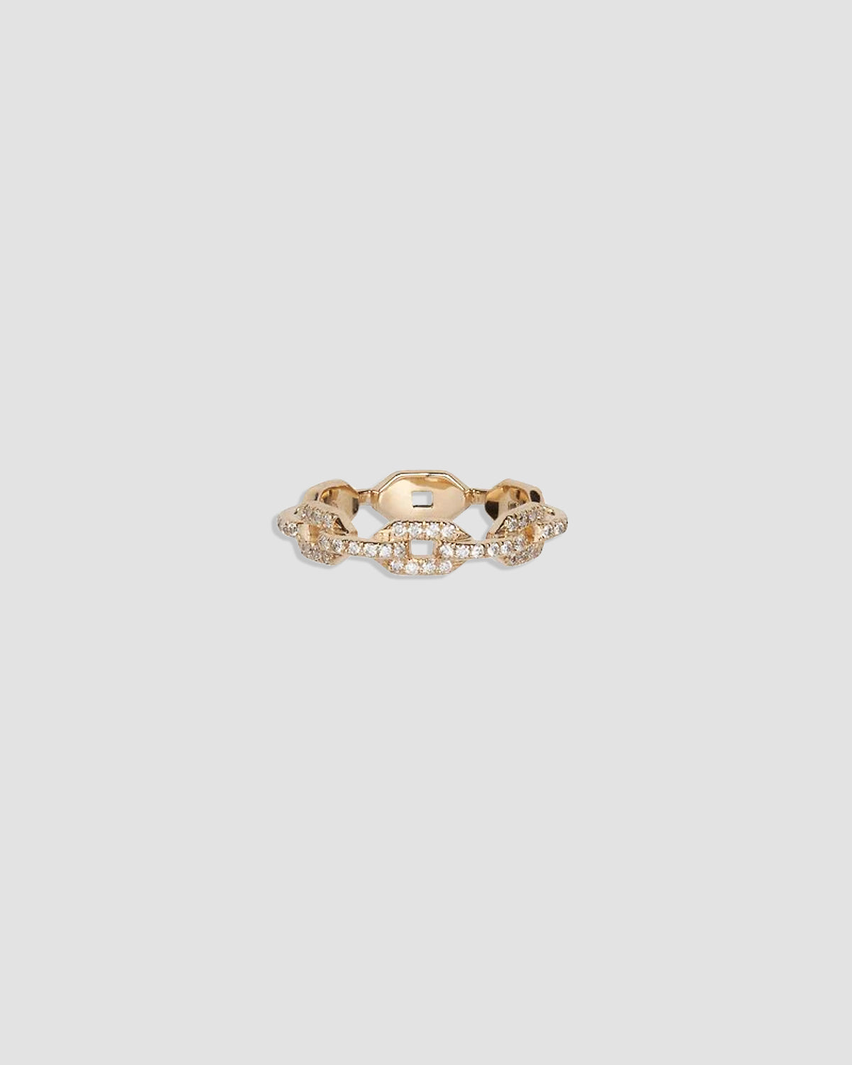 Skinny Flat Chain Link Wedding Ring with Pavé White Diamonds