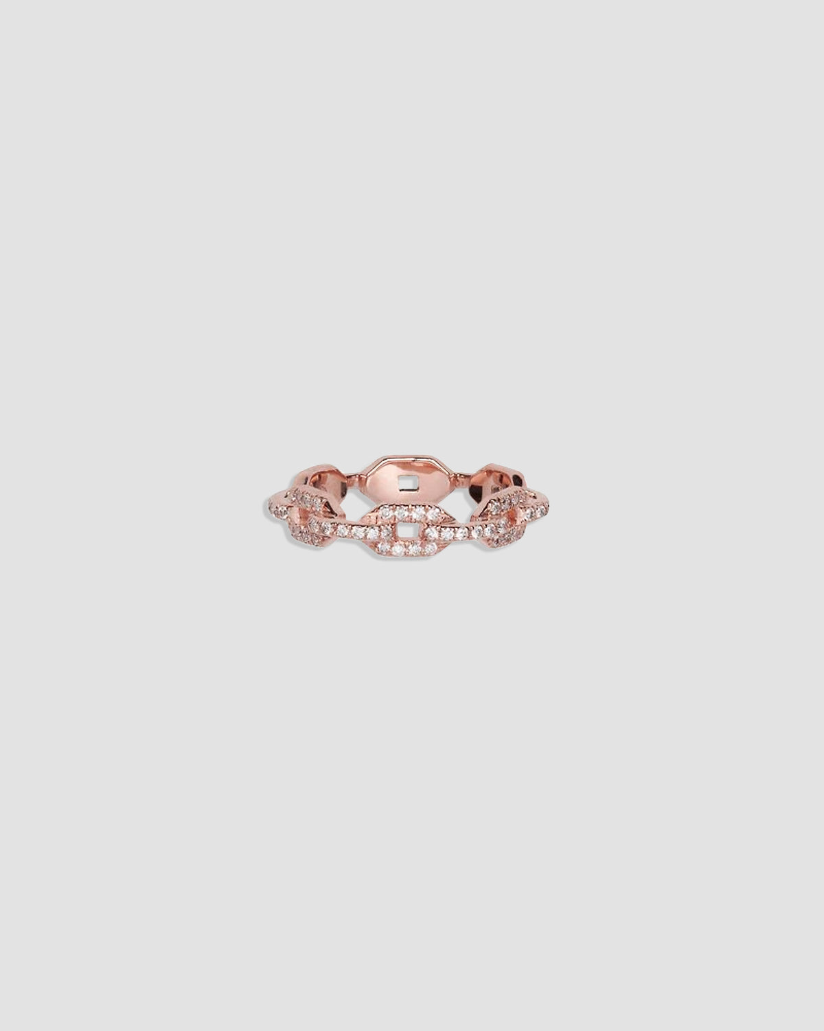 Skinny Flat Chain Link Wedding Ring with Pavé White Diamonds