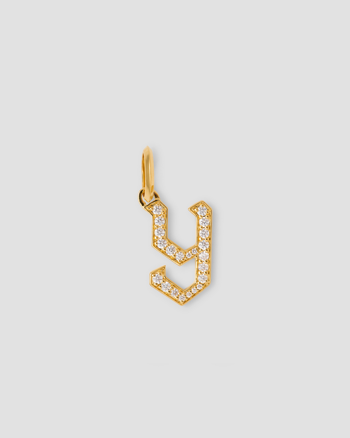 Capital Gothic Letter Charm with Pavé White Diamonds