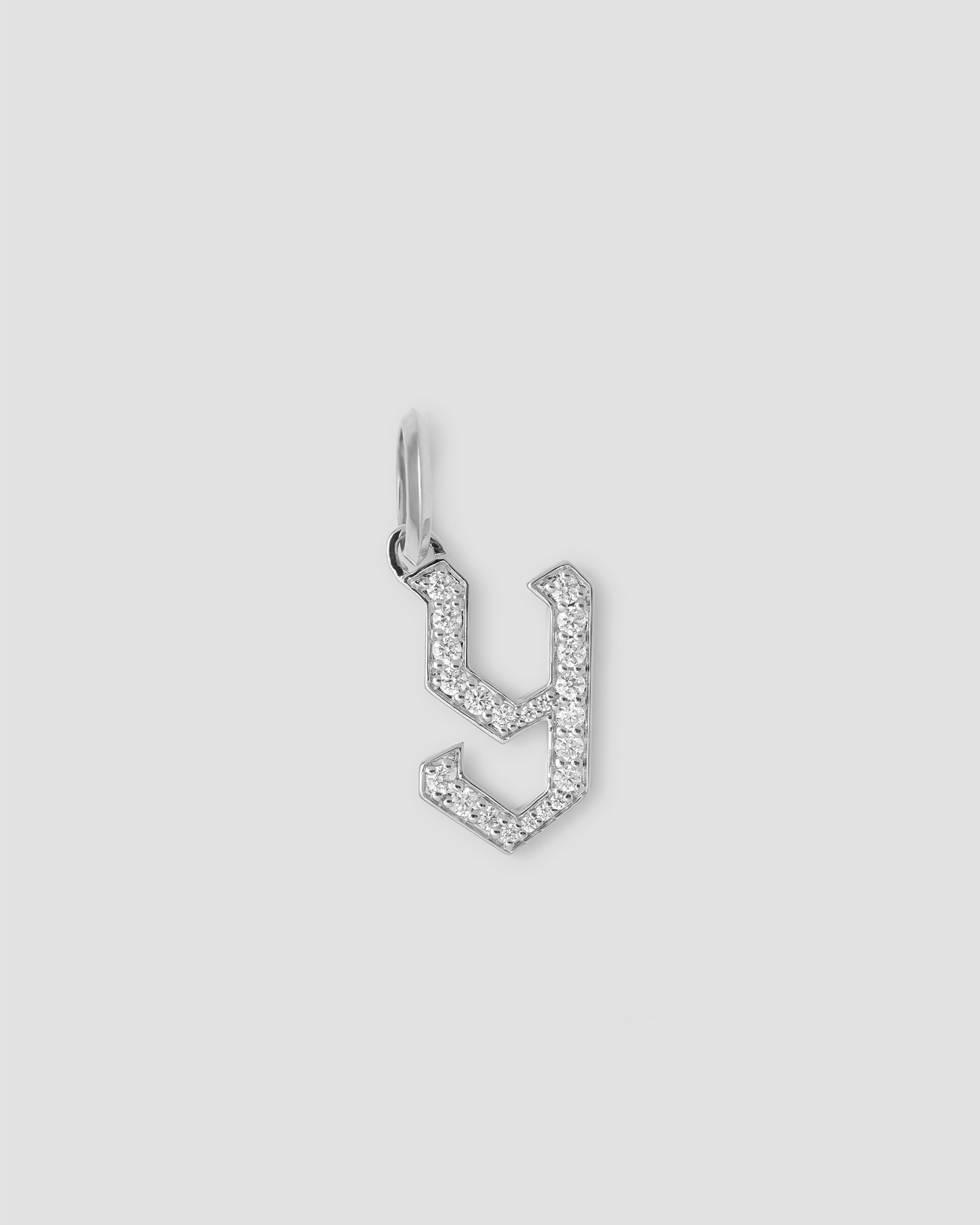 Capital Gothic Letter Charm with Pavé White Diamonds